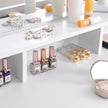 Dressing Table – Wood – White – Tri-Fold Mirror with Drawers and Open Compartments