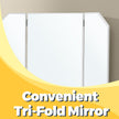 Dressing Table – Wood – White – Tri-Fold Mirror with Drawers and Open Compartments