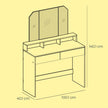 Dressing Table – Wood – White – Tri-Fold Mirror with Drawers and Open Compartments