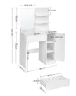Vanity Table – Wood – White – With Mirror, Drawer, and Shelves for Makeup Organization