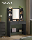 Dressing Table – Ink Black – LED Lights, Adjustable Brightness, Modern Design