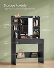 Dressing Table – Ink Black – LED Lights, Adjustable Brightness, Modern Design