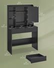 Dressing Table – Ink Black – LED Lights, Adjustable Brightness, Modern Design