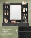 Dressing Table – Ink Black – LED Lights, Adjustable Brightness, Modern Design