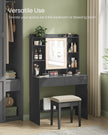 Dressing Table – Ink Black – LED Lights, Adjustable Brightness, Modern Design