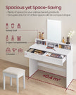 Dressing Table – Wood – Modern Finish – Large Rectangular Mirror with 2 Drawers and 3 Open Compartments