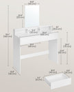 Dressing Table – Wood – Modern Finish – Large Rectangular Mirror with 2 Drawers and 3 Open Compartments