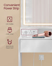 Dressing Table – Wood – Cloud White – Illuminated Mirror with Power Outlets and Drawers