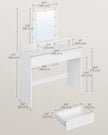 Dressing Table – Wood – White – LED Lights with Adjustable Brightness and Storage Compartments