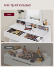 Dressing Table – Wood – White – LED Lights with Adjustable Brightness and Storage Compartments