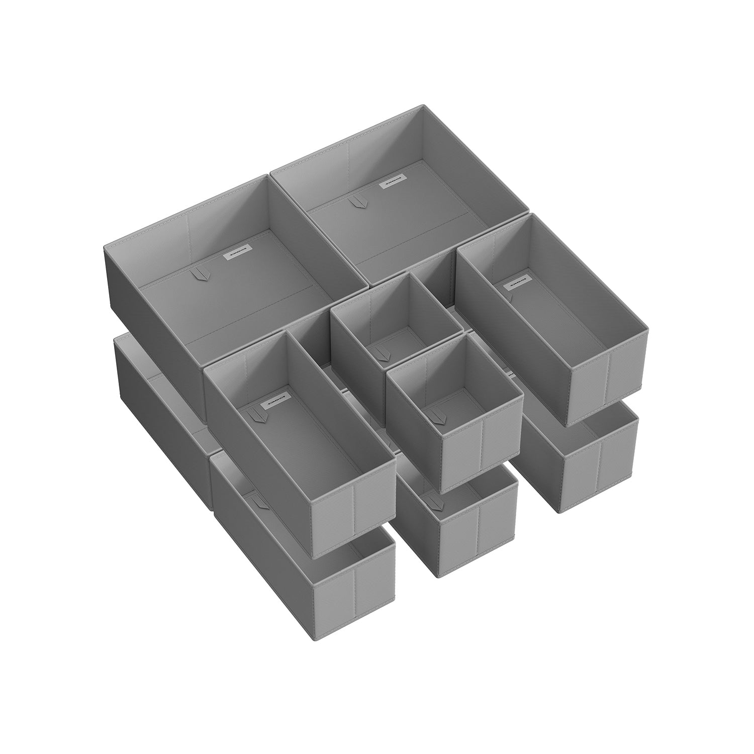 Set of 12 Foldable Fabric Drawer Organisers – Linenette Non-Woven Fabric – Dove Grey – Multi-Functional Storage Solution for Clothing Accessories