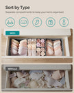 Set of 12 Foldable Fabric Drawer Organisers – Linenette Non-Woven Fabric – Dove Grey – Multi-Functional Storage Solution for Clothing Accessories