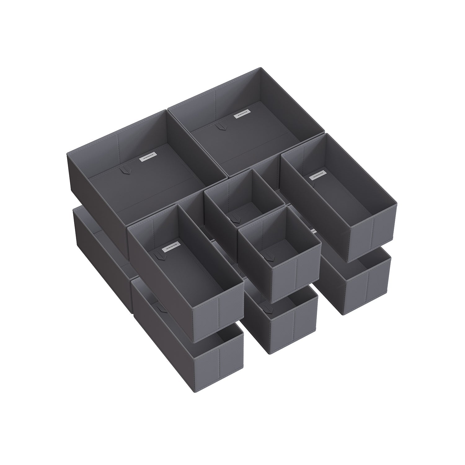 Set of 12 Foldable Fabric Drawer Organisers – Linenette Non-Woven Fabric – Slate Grey – Ideal for Socks, Underwear, Scarves, Ties