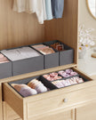 Set of 12 Foldable Fabric Drawer Organisers – Linenette Non-Woven Fabric – Slate Grey – Ideal for Socks, Underwear, Scarves, Ties