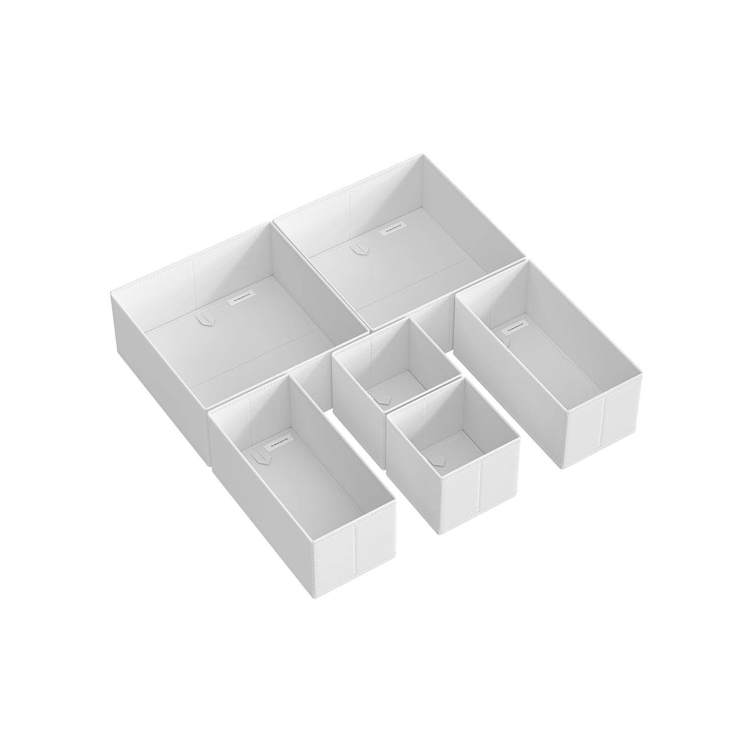 Set of 6 Foldable Fabric Drawer Organisers – Non-Woven Fabric – Cloud White – Versatile Storage for Socks, Underwear, Scarves, and Ties