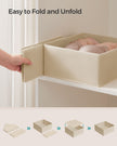 Set of 6 Foldable Fabric Drawer Organisers – Linenette Non-Woven Fabric – Sand Beige – Versatile Storage for Socks, Underwear, Scarves, and Ties