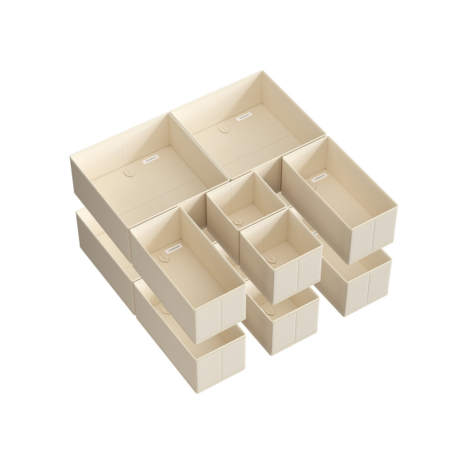 Set of 12 Foldable Fabric Drawer Organisers – Linenette Non-Woven Fabric – Sand Beige – Ideal for Socks, Underwear, Scarves, and Ties