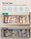 Set of 12 Foldable Fabric Drawer Organisers – Linenette Non-Woven Fabric – Sand Beige – Ideal for Socks, Underwear, Scarves, and Ties