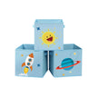 Set of 3 Fabric Cube Storage Bins – Blue and Green – Foldable with Handles – Space Theme