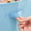 Set of 3 Fabric Cube Storage Bins – Blue and Green – Foldable with Handles – Space Theme
