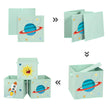 Set of 3 Foldable Toy Storage Boxes – Fabric – Green, Blue, Pink – Space Theme with Handles