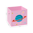 Set of 3 Fabric Storage Boxes – Pink – Foldable Design with Handles – Space Theme
