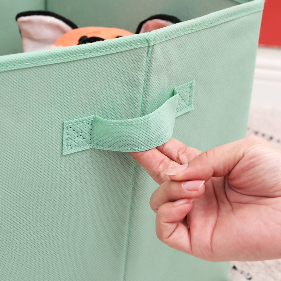 Set of 3 Foldable Storage Organizer Boxes – Fabric – Blue, Green, Pink – Space Theme with Handles