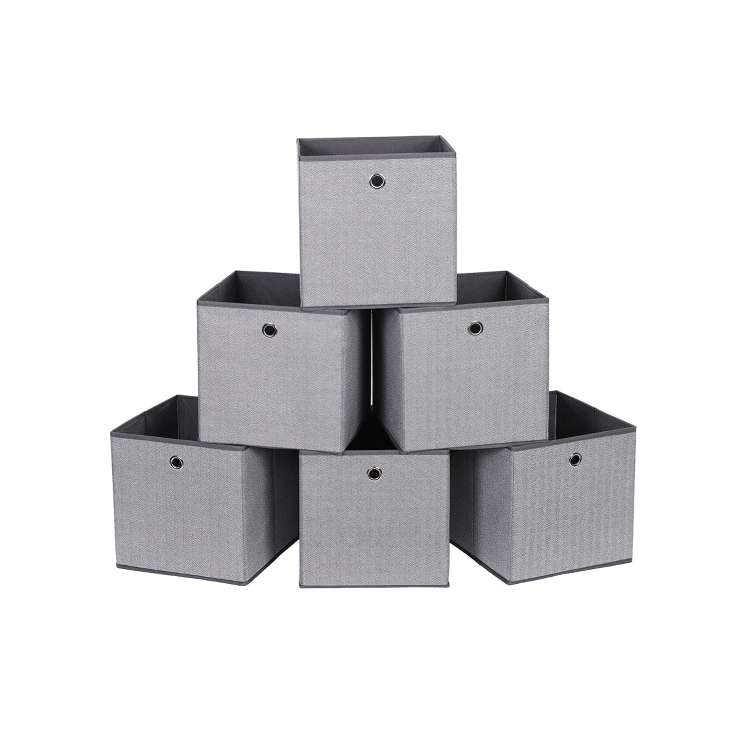 Set of 6 Storage Boxes – Linenette Non-Woven Fabric – Dark Grey – Cube Design for Versatile Organization