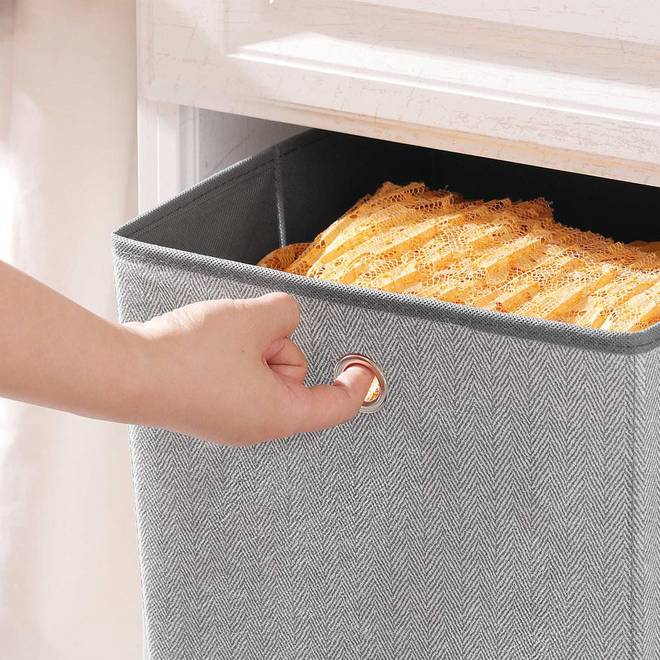 Set of 6 Storage Boxes – Linenette Non-Woven Fabric – Dark Grey – Cube Design for Versatile Organization