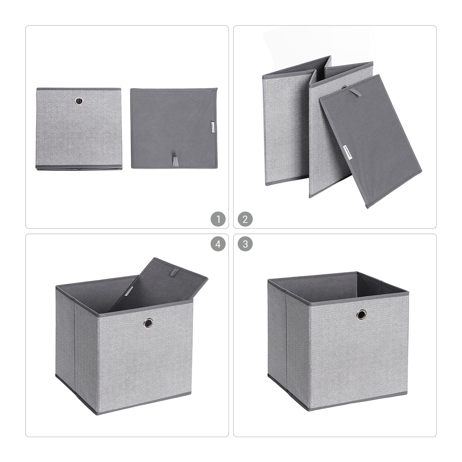 Set of 6 Storage Boxes – Linenette Non-Woven Fabric – Dark Grey – Cube Design for Versatile Organization