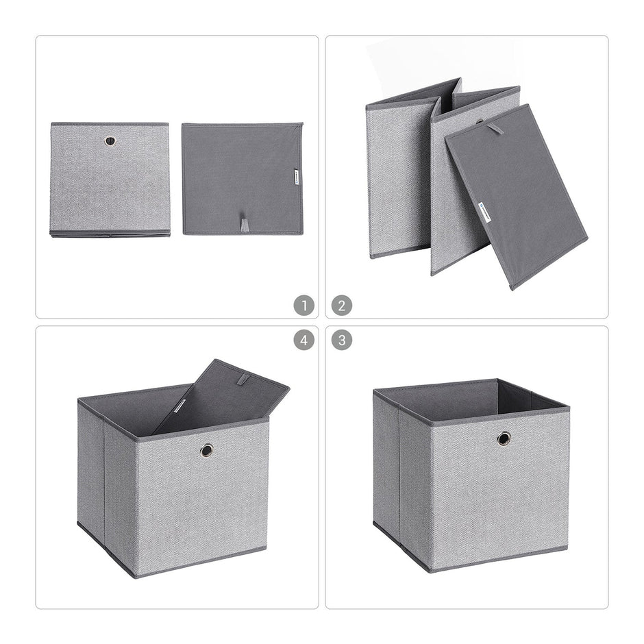 Set of 6 Storage Boxes – Linenette Non-Woven Fabric – Dark Grey – Cube Design for Versatile Organization