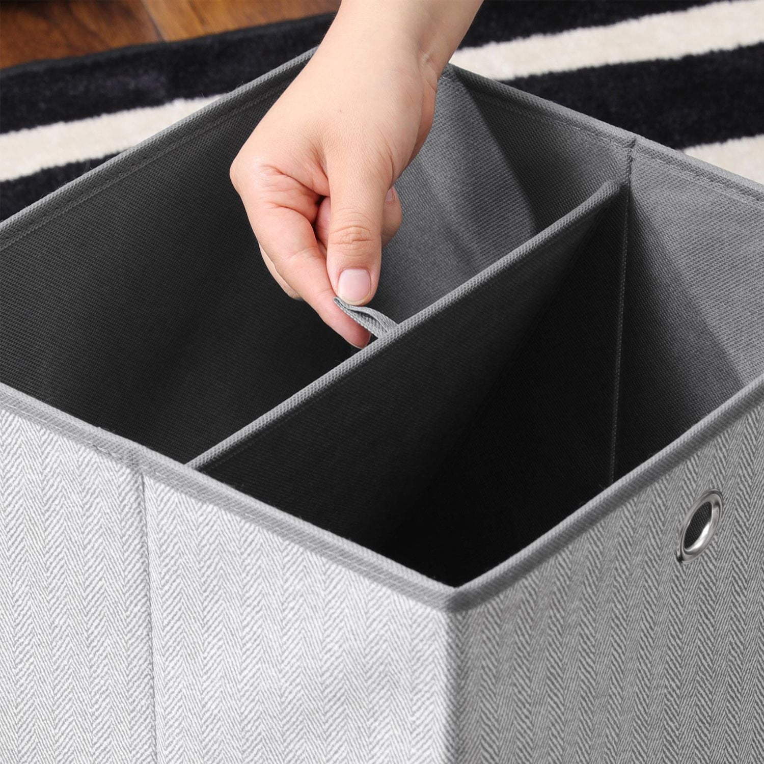 Set of 6 Storage Boxes – Linenette Non-Woven Fabric – Dark Grey – Cube Design for Versatile Organization