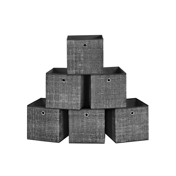 Set of 6 Foldable Non-Woven Fabric Storage Boxes – 30 x 30 x 30 cm – with Handle – Ideal for Shelves and Cube Storage