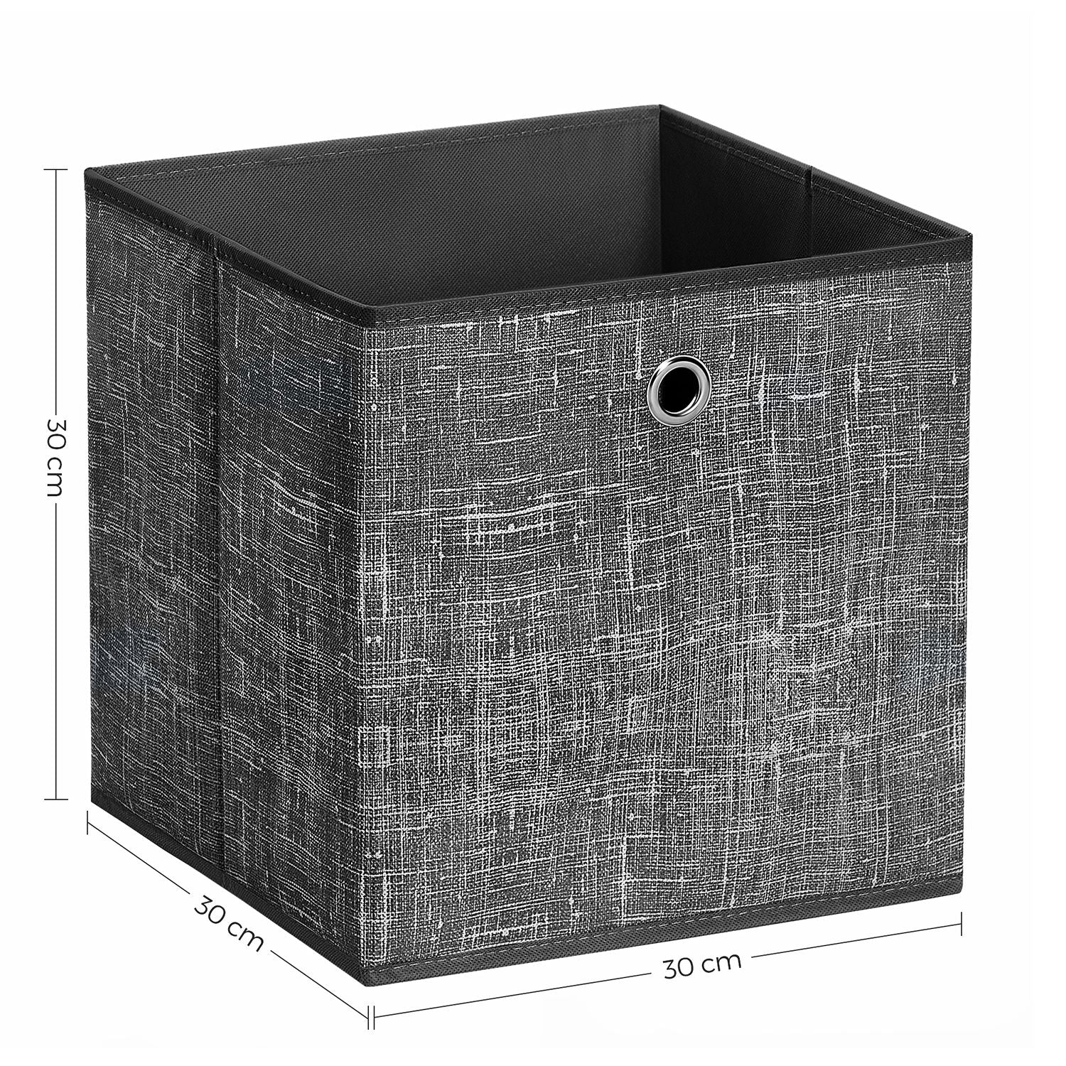 Set of 6 Foldable Non-Woven Fabric Storage Boxes – Gray – Includes Handle – 30 x 30 x 30 cm