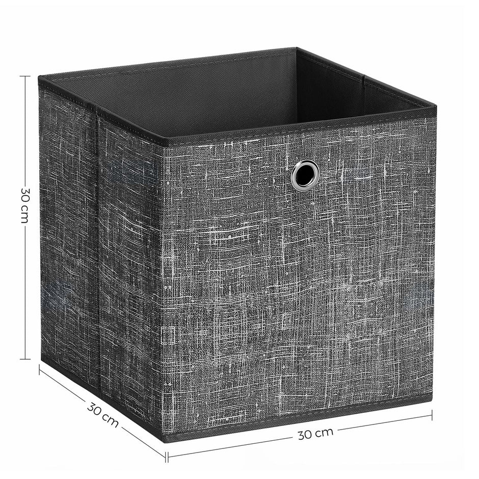 Set of 6 Foldable Non-Woven Fabric Storage Boxes – Gray – Includes Handle – 30 x 30 x 30 cm