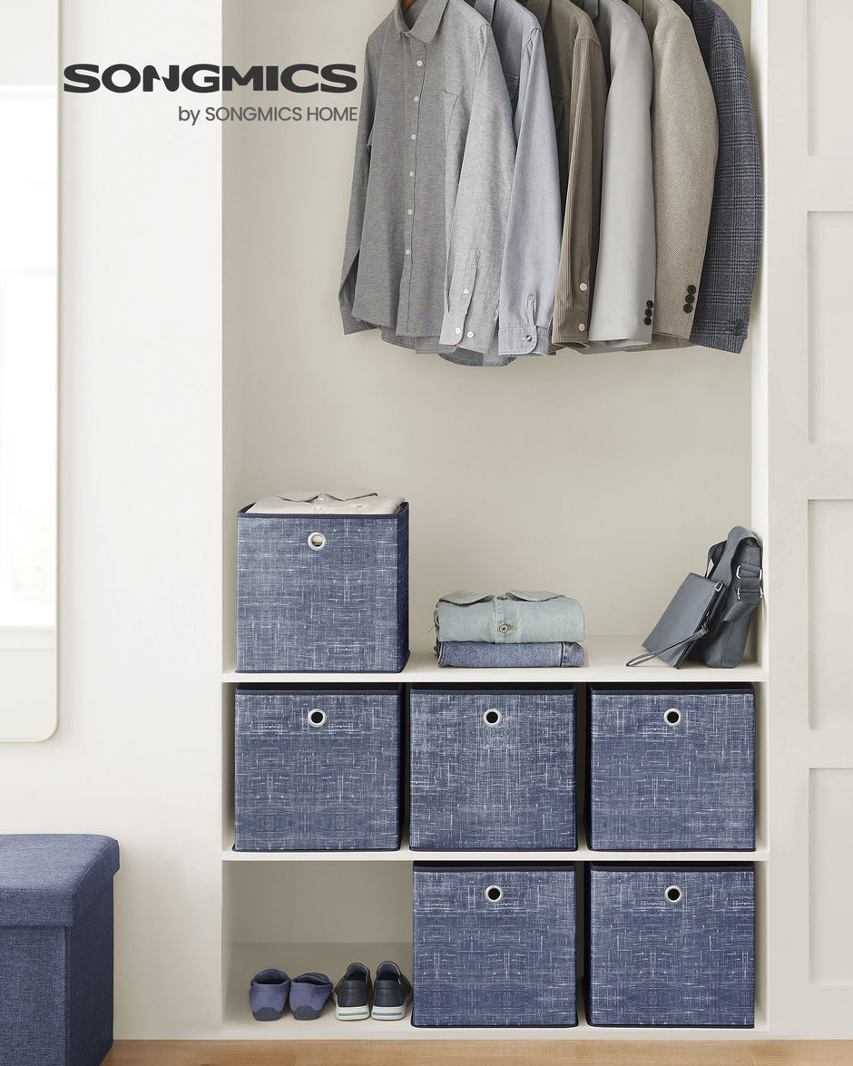 Set of 6 Foldable Non-Woven Fabric Storage Boxes – 30 x 30 x 30 cm – with Handle – Ideal for Shelves and Cube Storage