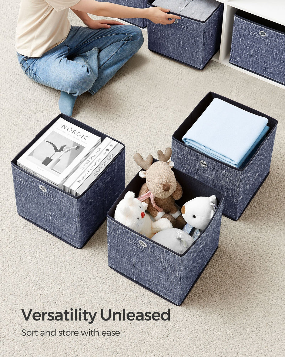 Set of 6 Foldable Non-Woven Fabric Storage Boxes – 30 x 30 x 30 cm – with Handle – Ideal for Shelves and Cube Storage