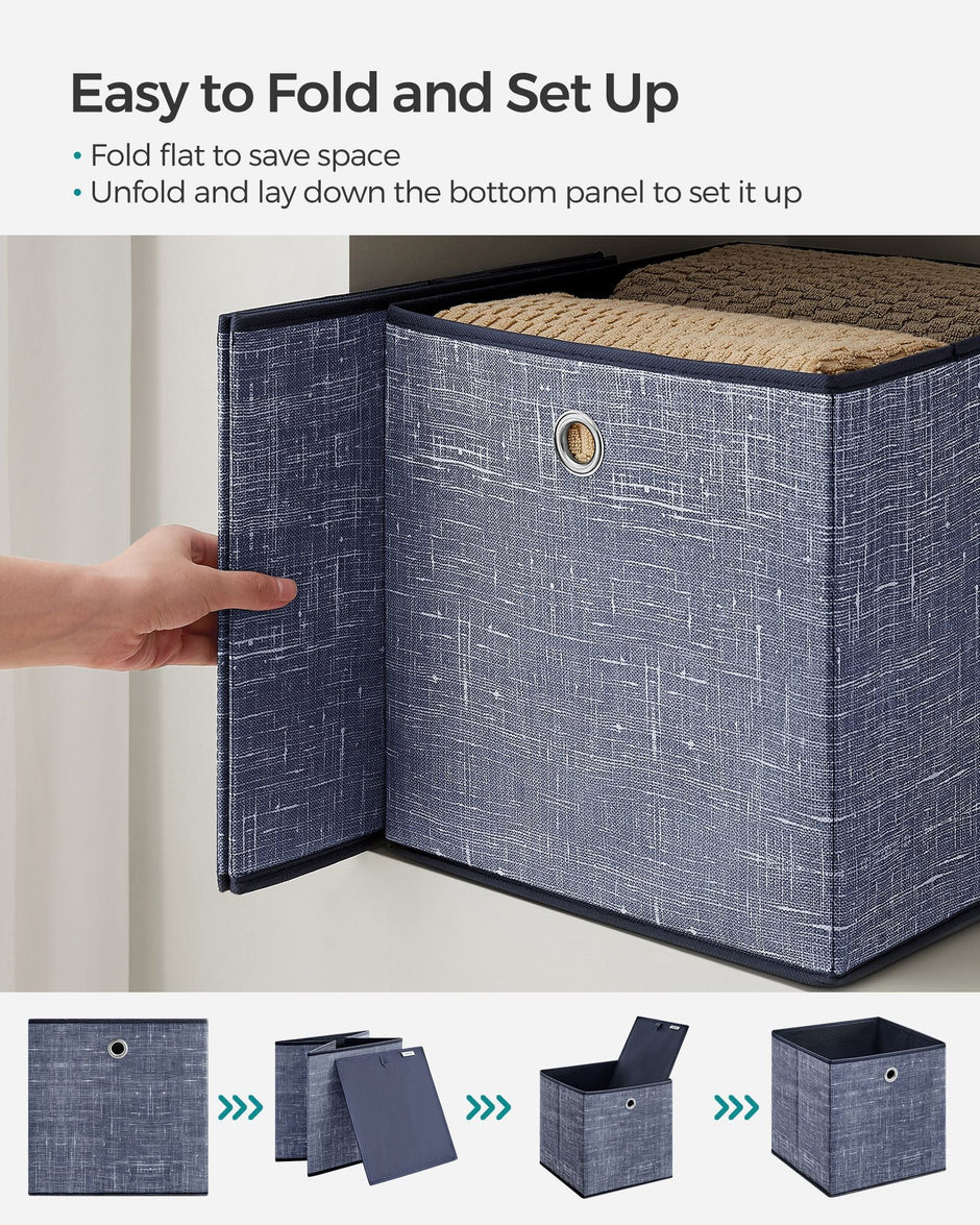 Set of 6 Foldable Non-Woven Fabric Storage Boxes – 30 x 30 x 30 cm – with Handle – Ideal for Shelves and Cube Storage