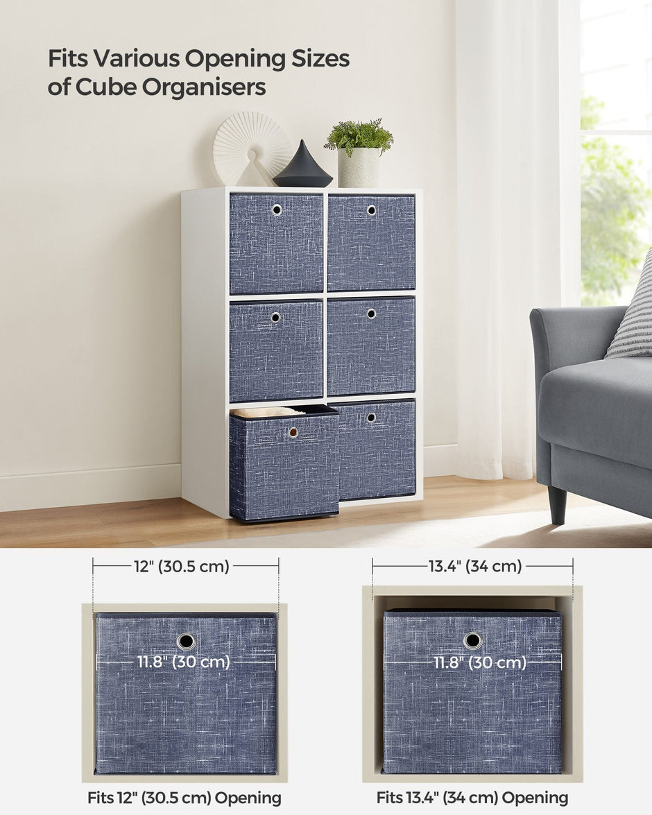 Set of 6 Foldable Non-Woven Fabric Storage Boxes – 30 x 30 x 30 cm – with Handle – Ideal for Shelves and Cube Storage