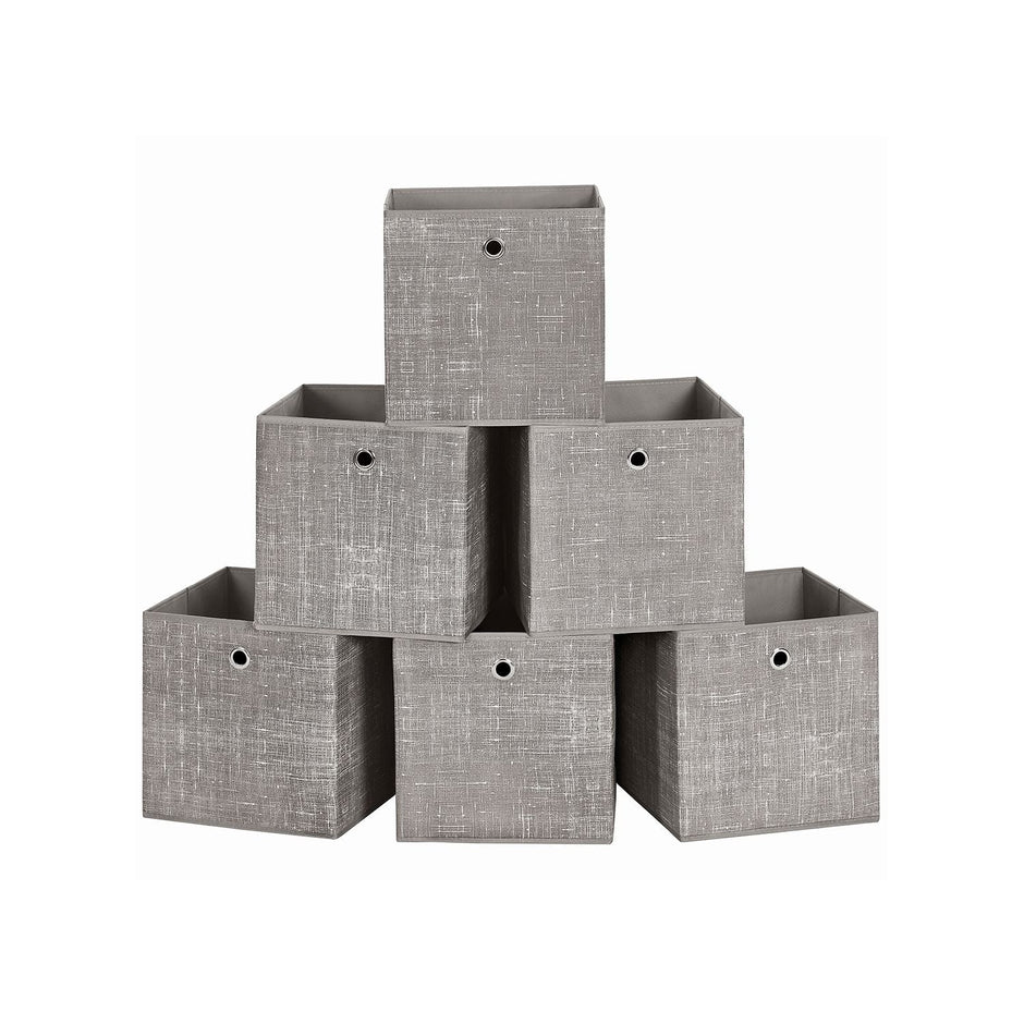 Set of 6 Foldable Non-Woven Fabric Storage Boxes – 30 x 30 x 30 cm – with Handle – Ideal for Shelves and Cube Storage