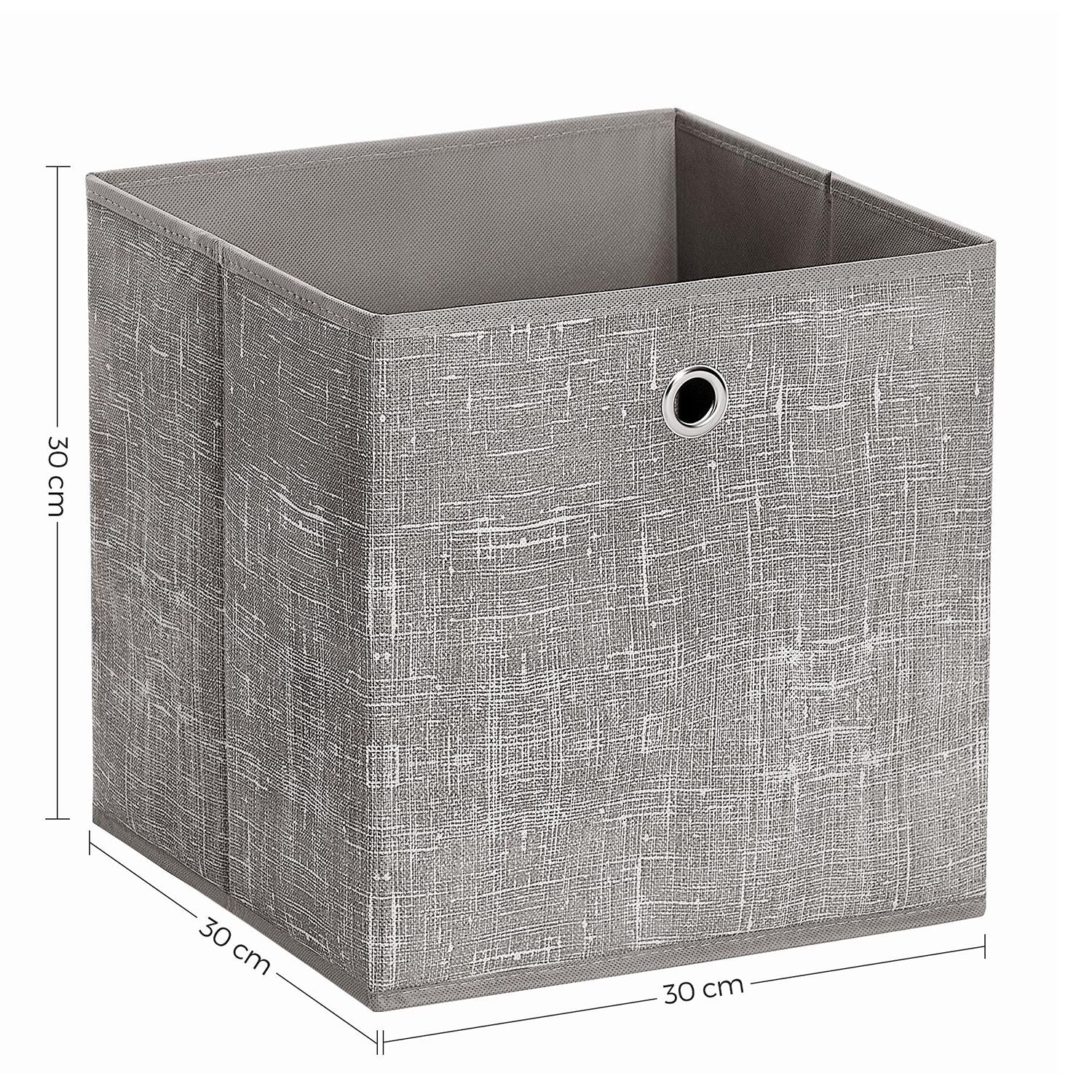 Set of 6 Foldable Non-Woven Fabric Storage Boxes – Gray – Includes Handle – 30 x 30 x 30 cm