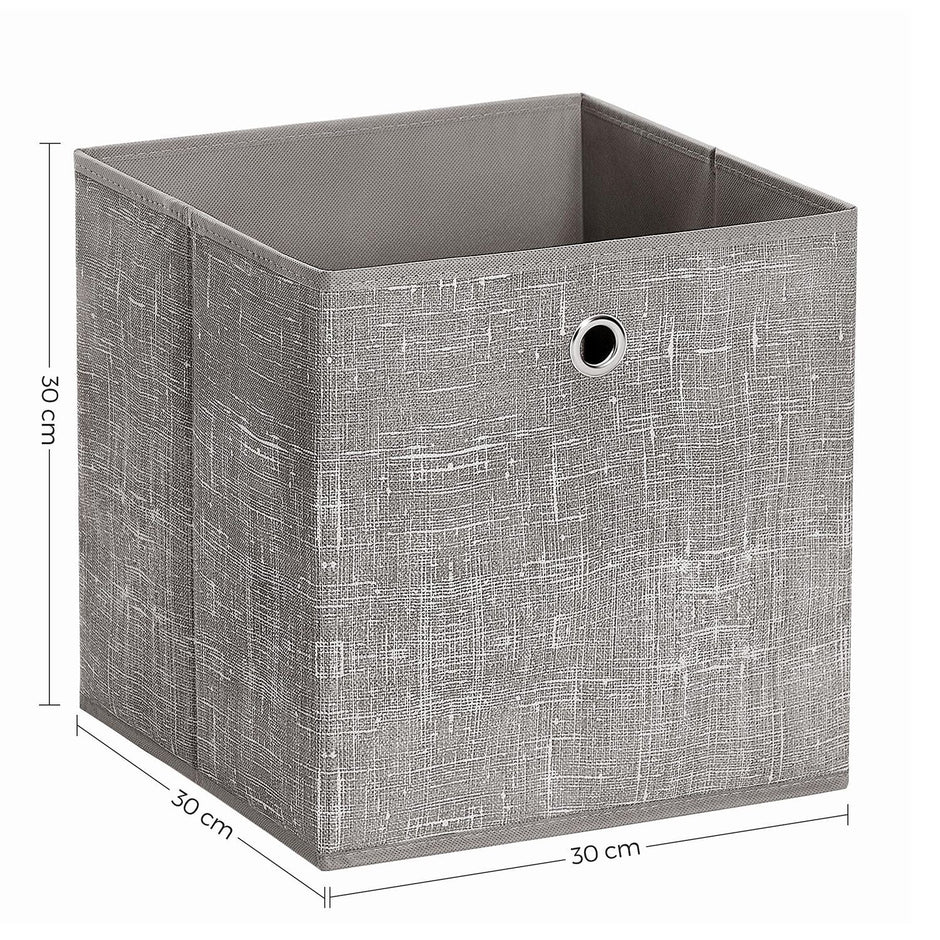 Set of 6 Foldable Non-Woven Fabric Storage Boxes – Gray – Includes Handle – 30 x 30 x 30 cm