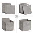 Set of 6 Foldable Non-Woven Fabric Storage Boxes – Gray – Includes Handle – 30 x 30 x 30 cm