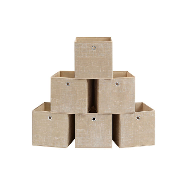 Set of 6 Foldable Non-Woven Fabric Storage Boxes – Gray – Includes Handle – 30 x 30 x 30 cm