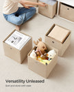 Set of 6 Foldable Non-Woven Fabric Storage Boxes – Gray – Includes Handle – 30 x 30 x 30 cm