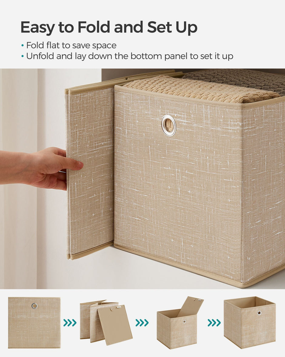 Set of 6 Foldable Non-Woven Fabric Storage Boxes – Gray – Includes Handle – 30 x 30 x 30 cm