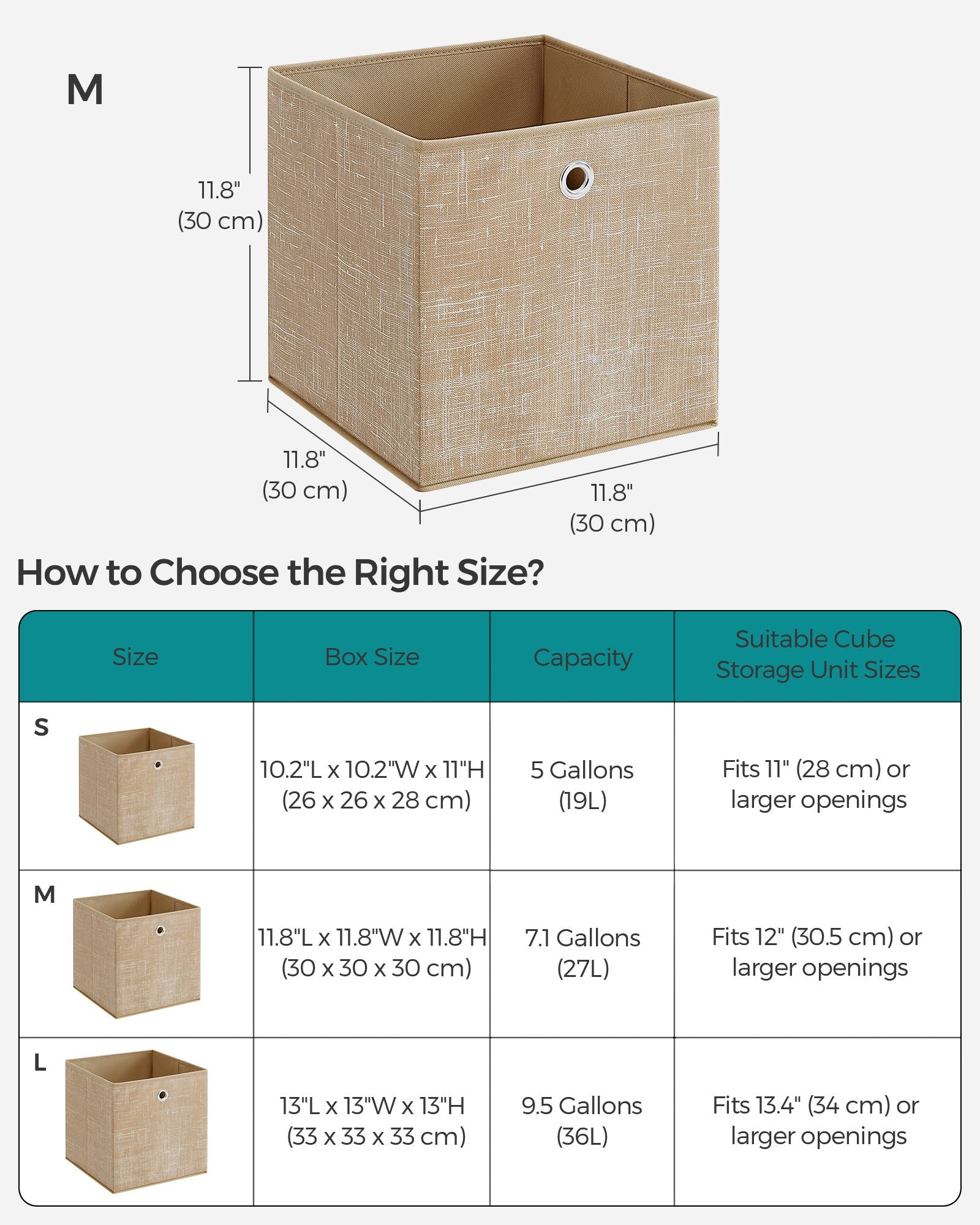 Set of 6 Foldable Non-Woven Fabric Storage Boxes – Gray – Includes Handle – 30 x 30 x 30 cm