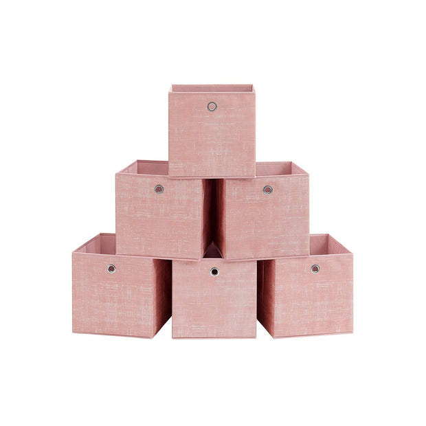 Set of 6 Foldable Non-Woven Fabric Storage Boxes – Gray – Includes Handle – 30 x 30 x 30 cm