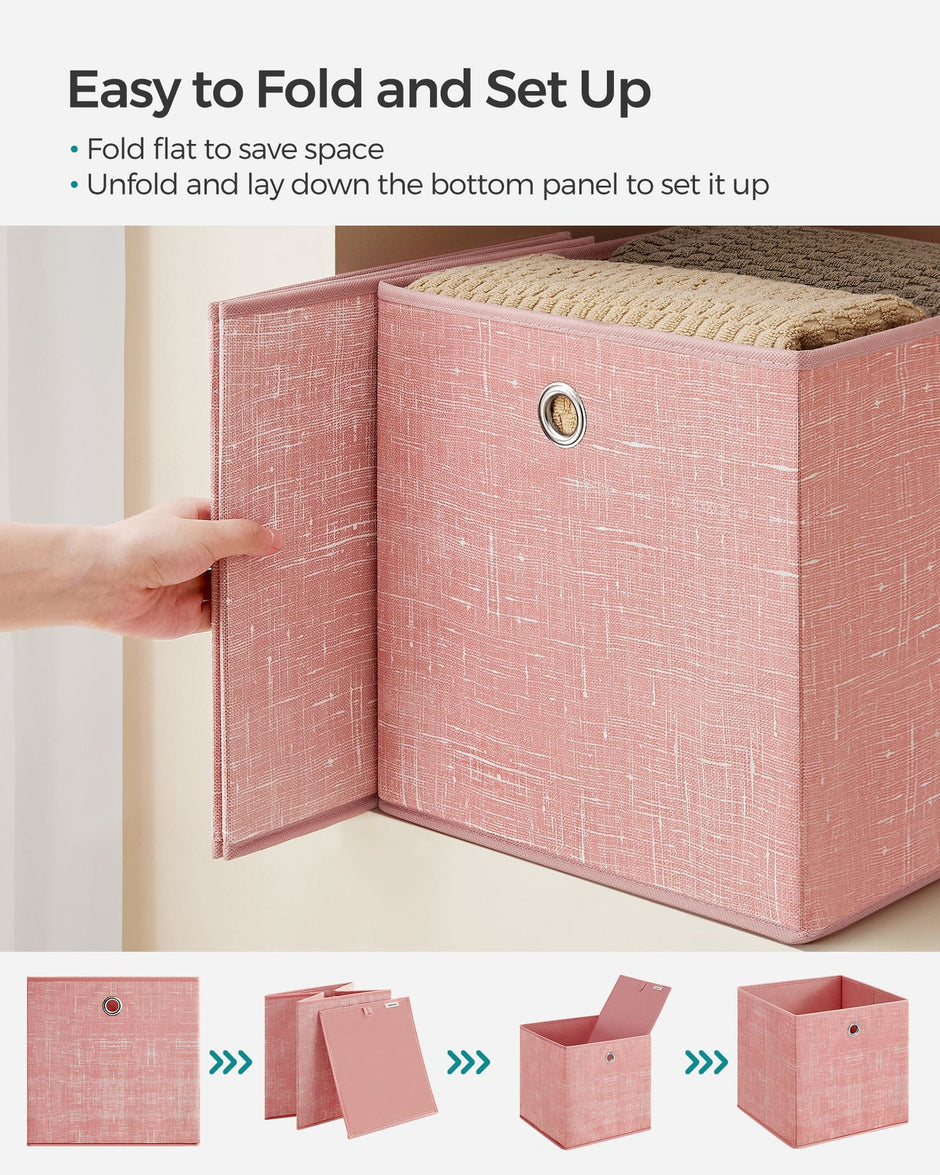 Set of 6 Foldable Non-Woven Fabric Storage Boxes – Gray – Includes Handle – 30 x 30 x 30 cm