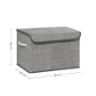Set of 3 Fabric Storage Boxes – Linen – Grey – with Lid and Cotton Handles